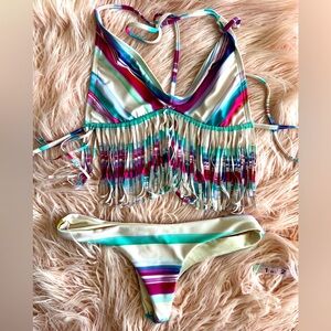 Fringe L*Space Swim Set XS Thong bottom